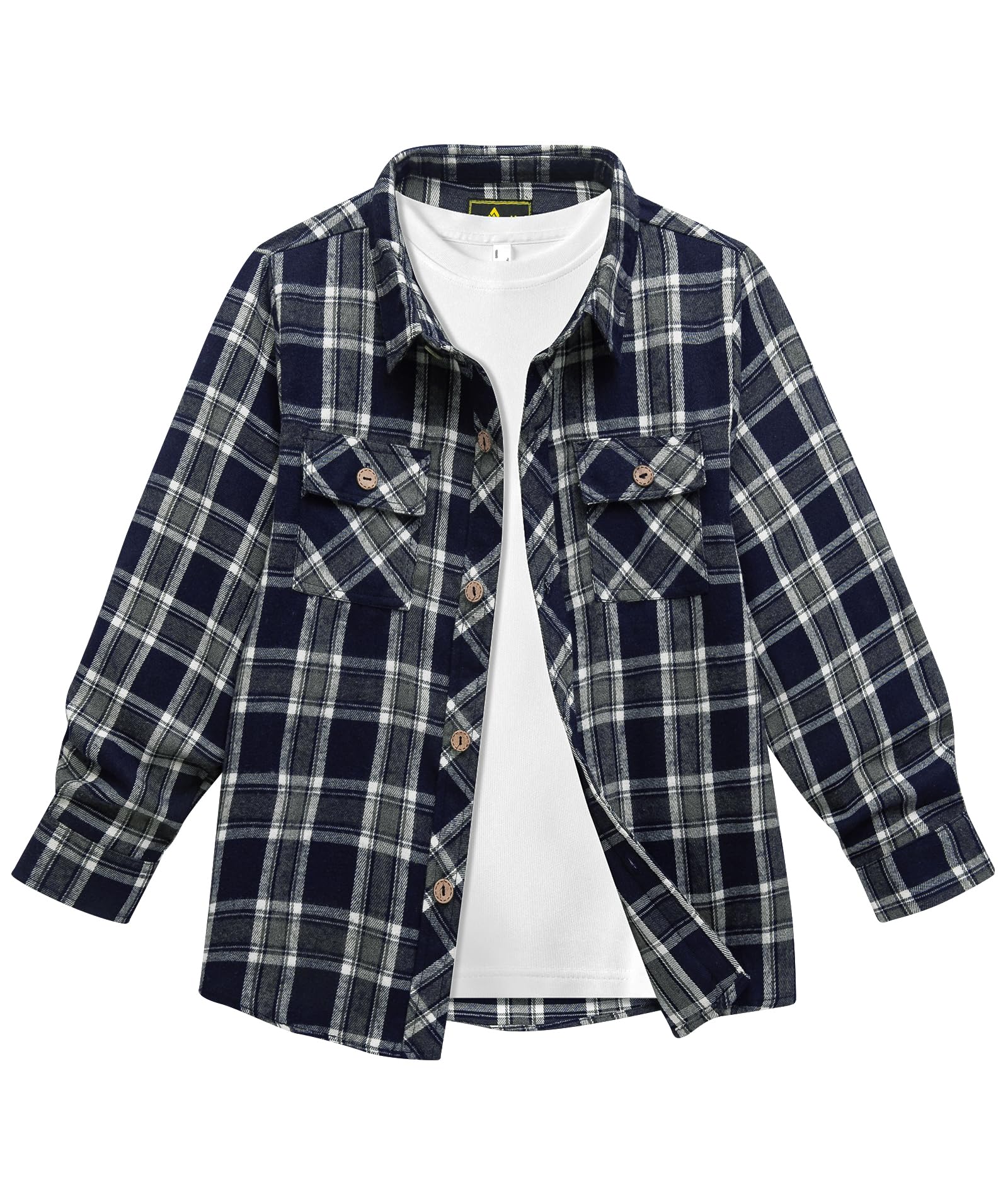 JACKETOWN Camicia Camicia da Bambino a Maniche Lunghe a Quadri per Bambini Camicia Casual per Bambini Camicie in Cotone Camicia per Bambini con Taschino sul Petto