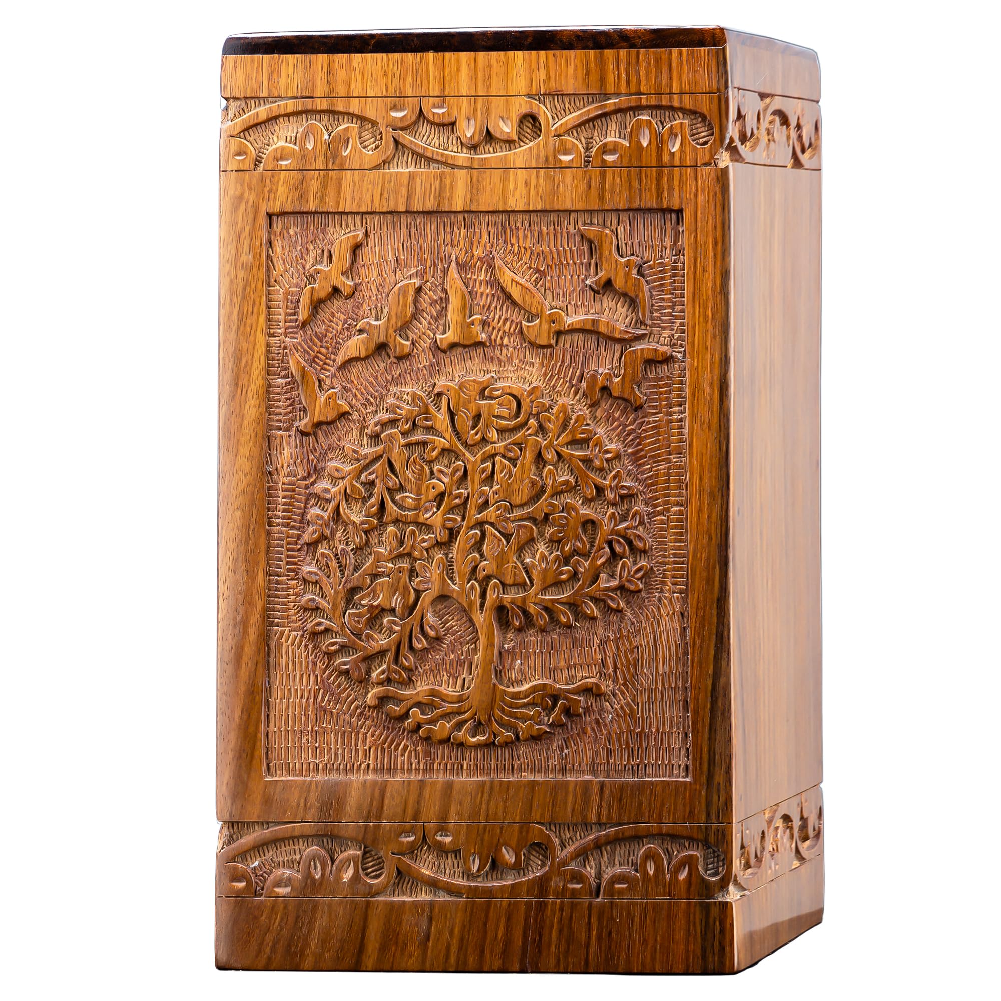 Urne Funéraire en Bois pour Cendres - Arbre de Vie pour Homme, Femme, Enfant, Animal de Compagnie - Chat, Chien