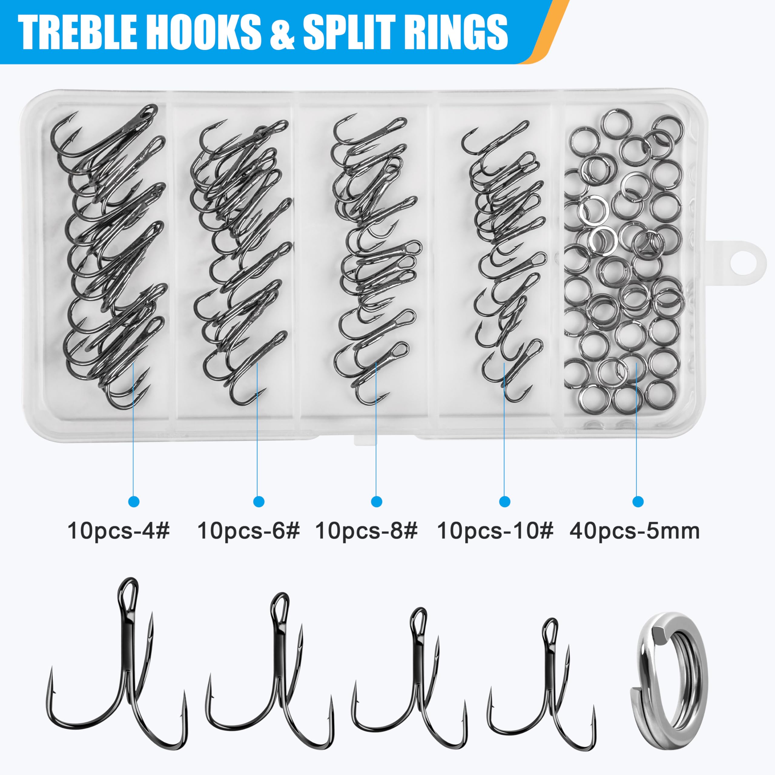 SILANON Leeres Angelköder-Set, 286 Stück, unlackierte Crankbaits Minnow Hartköder-Set mit Drillingshaken, Spaltringe, Köderaufkleber, Angelzange