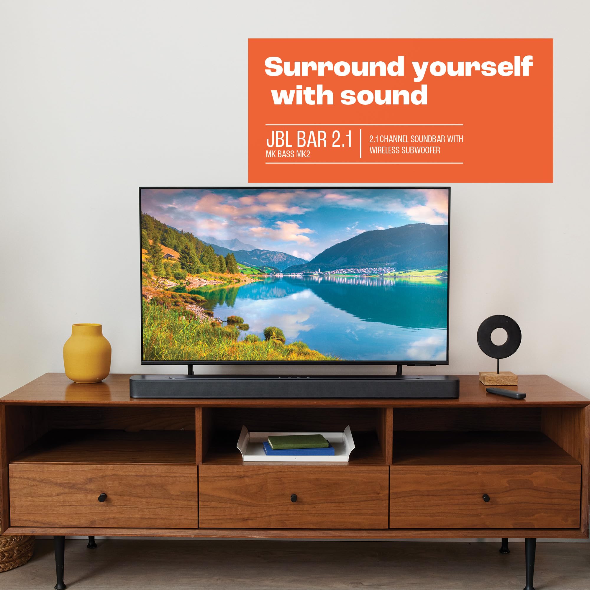 JBL SoundBar 2.1 Deep Bass MK2, Barre de Son pour Télévision, Design Compact, Noir