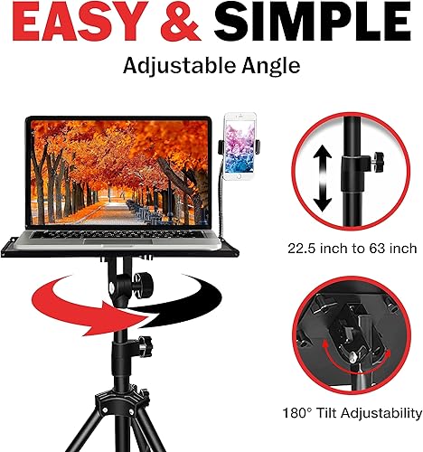 Miniatura 8 de Soporte para proyector WTC de cuello de cisne ajustable en altura para teléfono y laptop