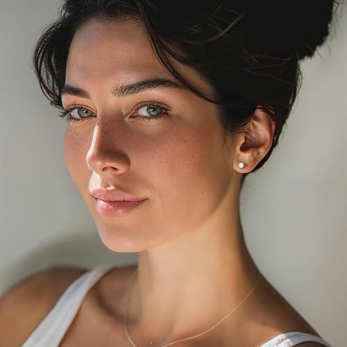 Miniatura 4 de Aretes de plata de ley 925 con piedras preciosas para mujer, aretes de plata de ley, aretes de piedra natal de plata, aretes de piedras preciosas