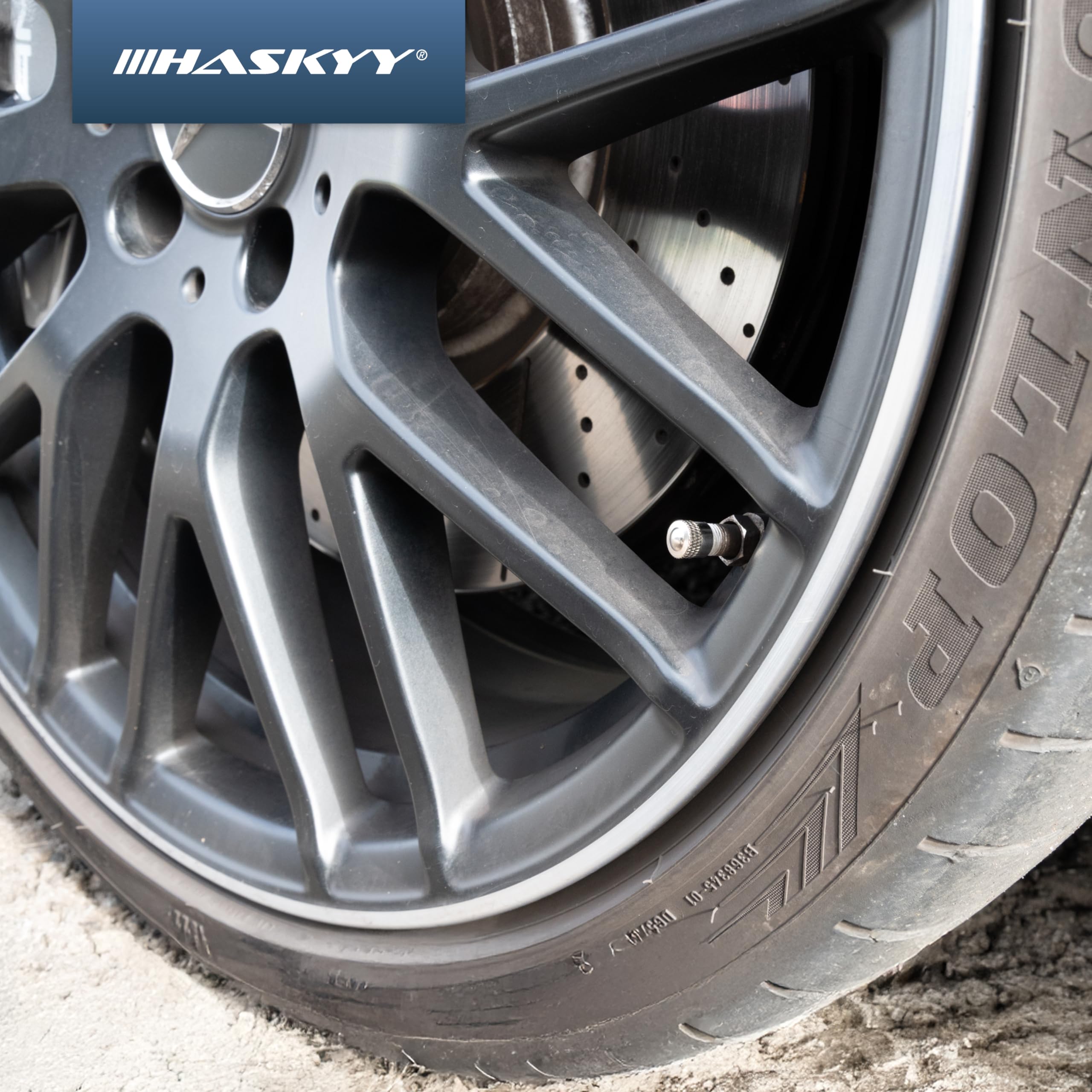 HASKYY 100 x srebrne metalowe zawory do felg samochodowych wentyle stalowe uniwersalne wentylek obręczowe 11,3 mm nowe