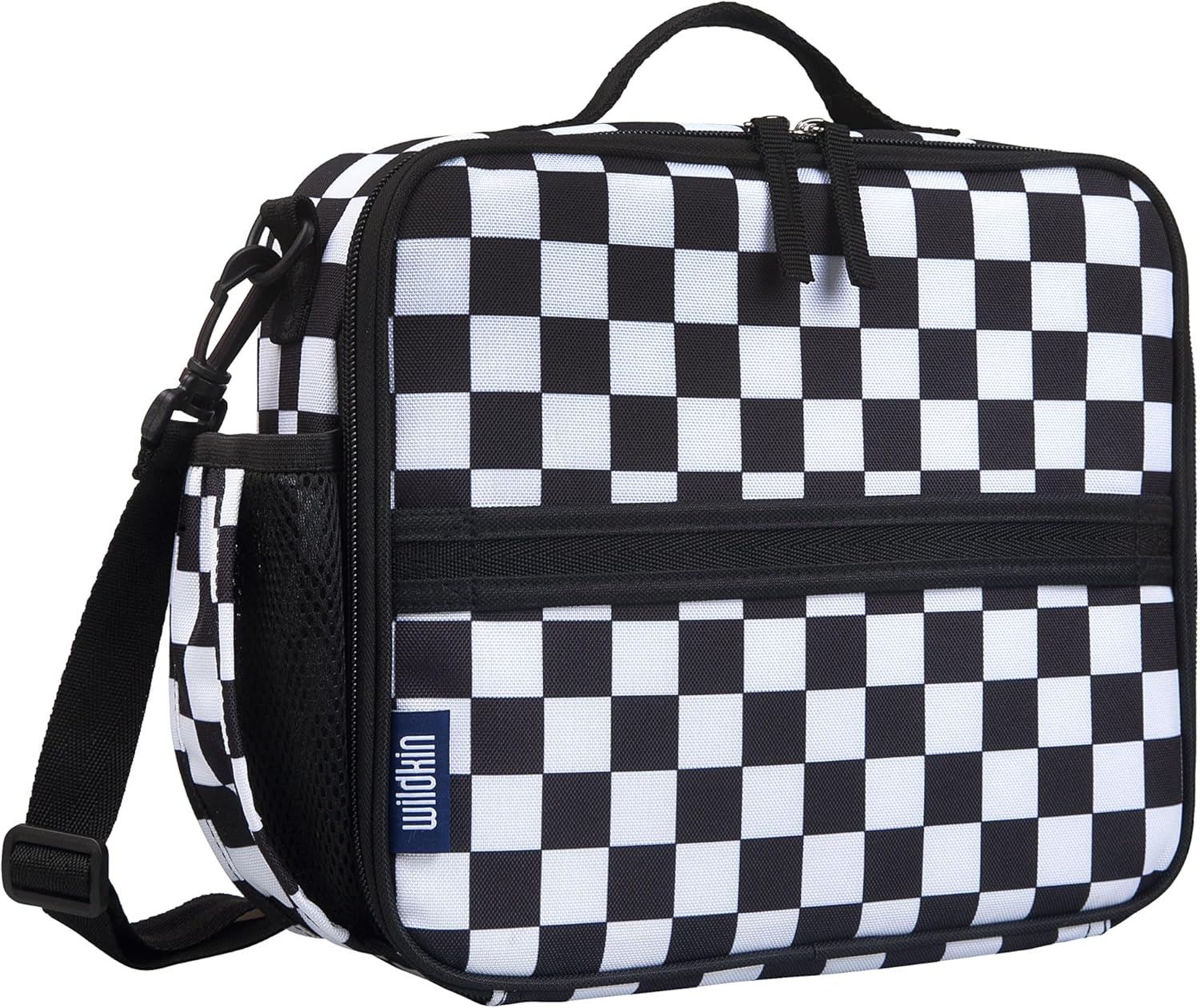 Wildkin ECO rPET Insulated Kids Lunch Box – Durable, Reusable, Portable for School & Travel - Black and White Checkered