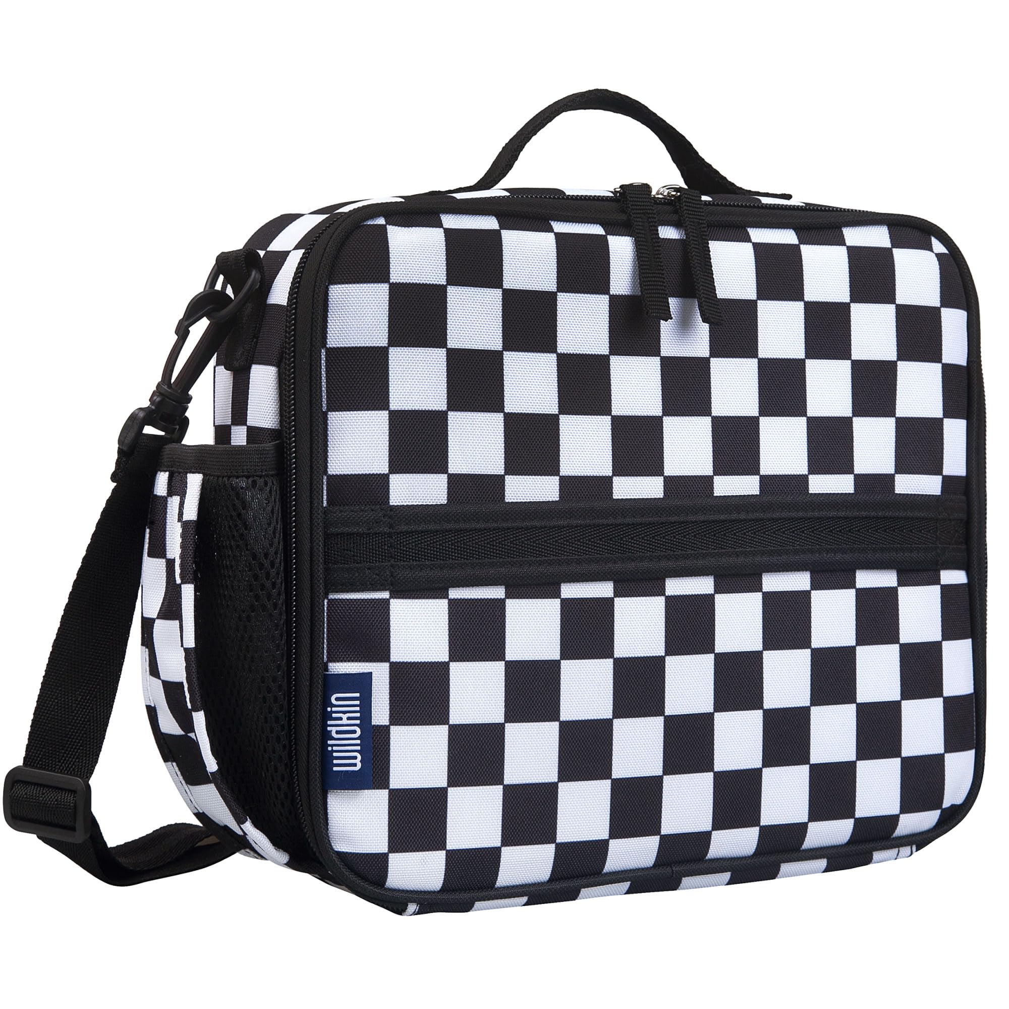 Wildkin ECO rPET Insulated Lunch Box for Kids, Black and White Checkered