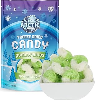 Arctic Farms Freeze Dried Gummy Rings Bagged and Boxed (Green Apple Rings) (2.2oz)