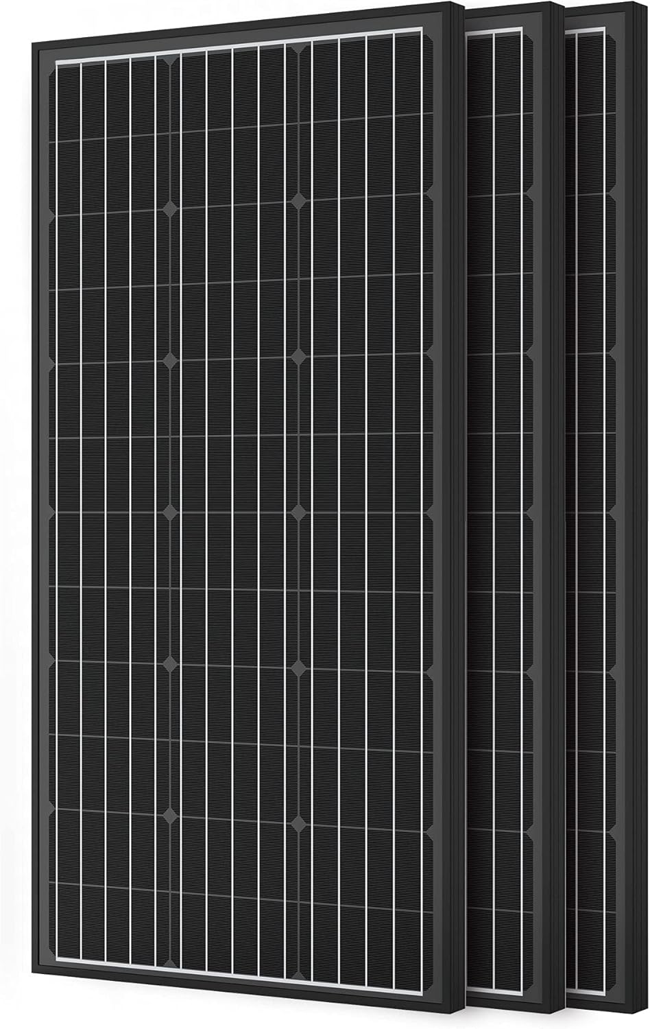 ACOPOWER 3x100 Watts 12V 100W Monocrystalline Photovoltaic PV Solar Panel Module with PV Connectors 12V Battery Charging,Compact Design (3x100W)