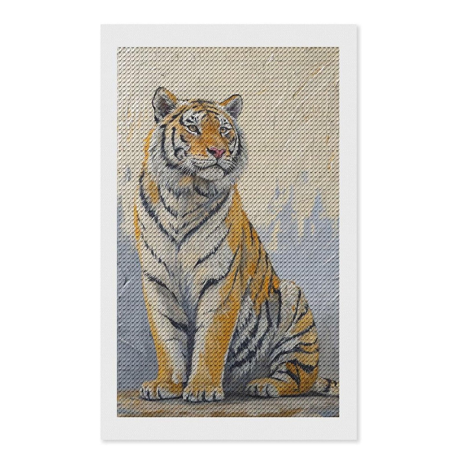 Junmoney Tiger Painting Diamond Art Kit 12"x20", Gift Idea, for Family Craft Time, Mindful Craft Activity, Boho Decor, Relaxing DIY Hobby