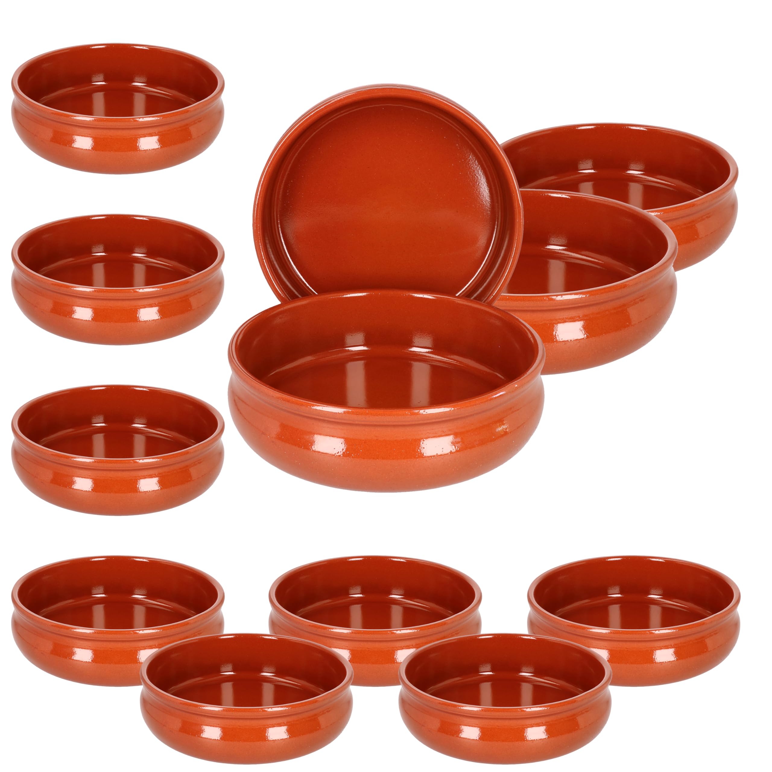 MamboCat Cazuela Schale Berlin bauchig Tonware I 12er Set I Ø 24 cm I Größe XL I Mediterran I Glasiert I Unikat Handarbeit I Antike/Vintage I Mittelalter I Wikinger