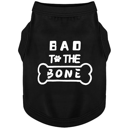 Discover Cozy Cotton Canine Wear: Soft, Lightweight, and Breathable Dog Shirt Vest with Eye-Catching Graphics(Bad to The Bone), Keeping Your Furry Friend Warm and Comfy! Black M