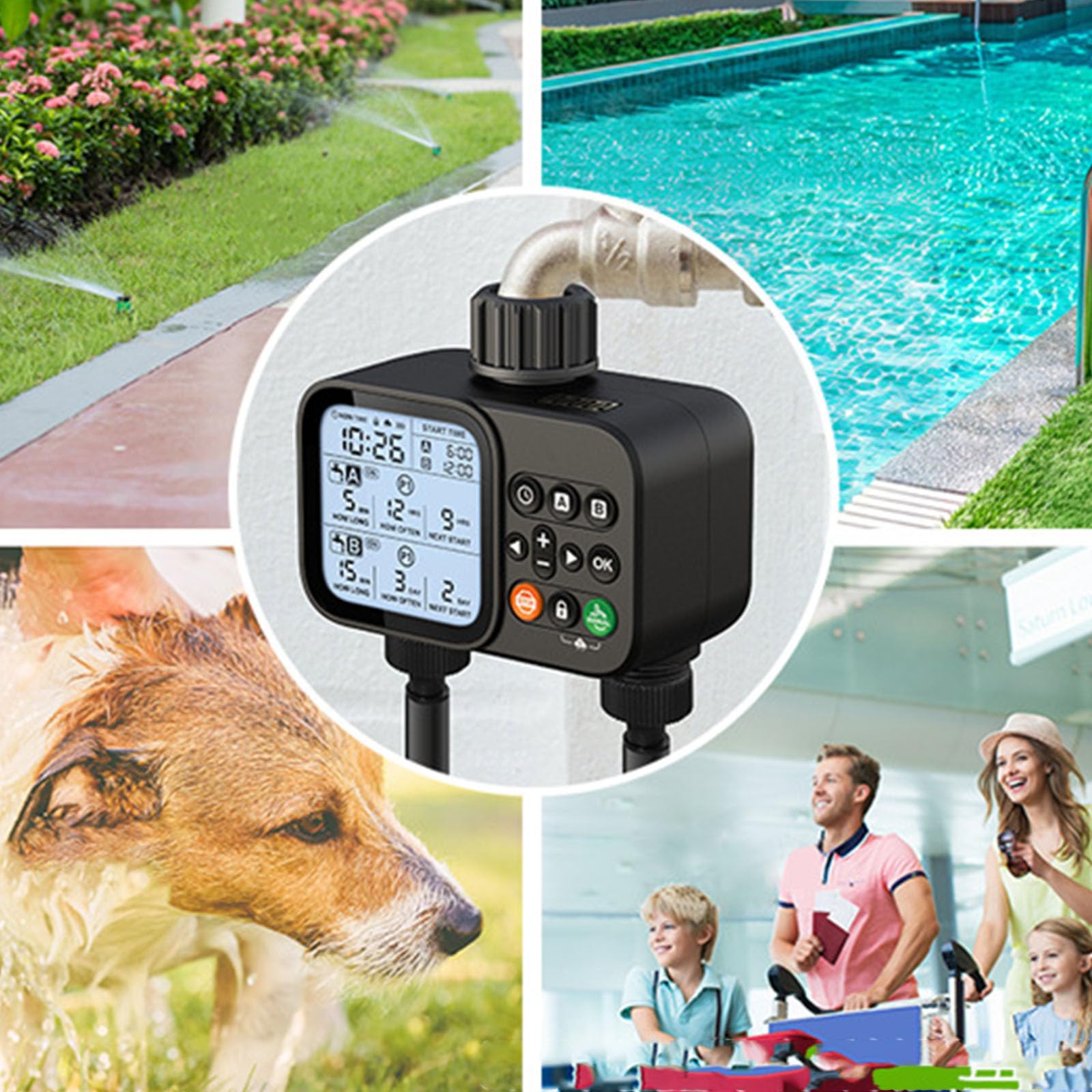 Controller Automatico per irrigazione per Fiori, Verdure e Animali Domestici con Timer irrigazione Intelligente con Controllo accurato