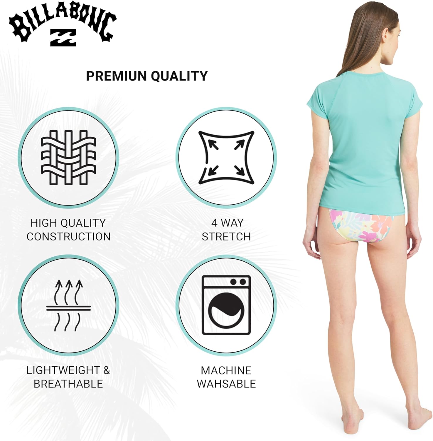 Billabong Women's Swimwear UPF 50 Short Sleeve Sun Tee Rash Guard Shirt