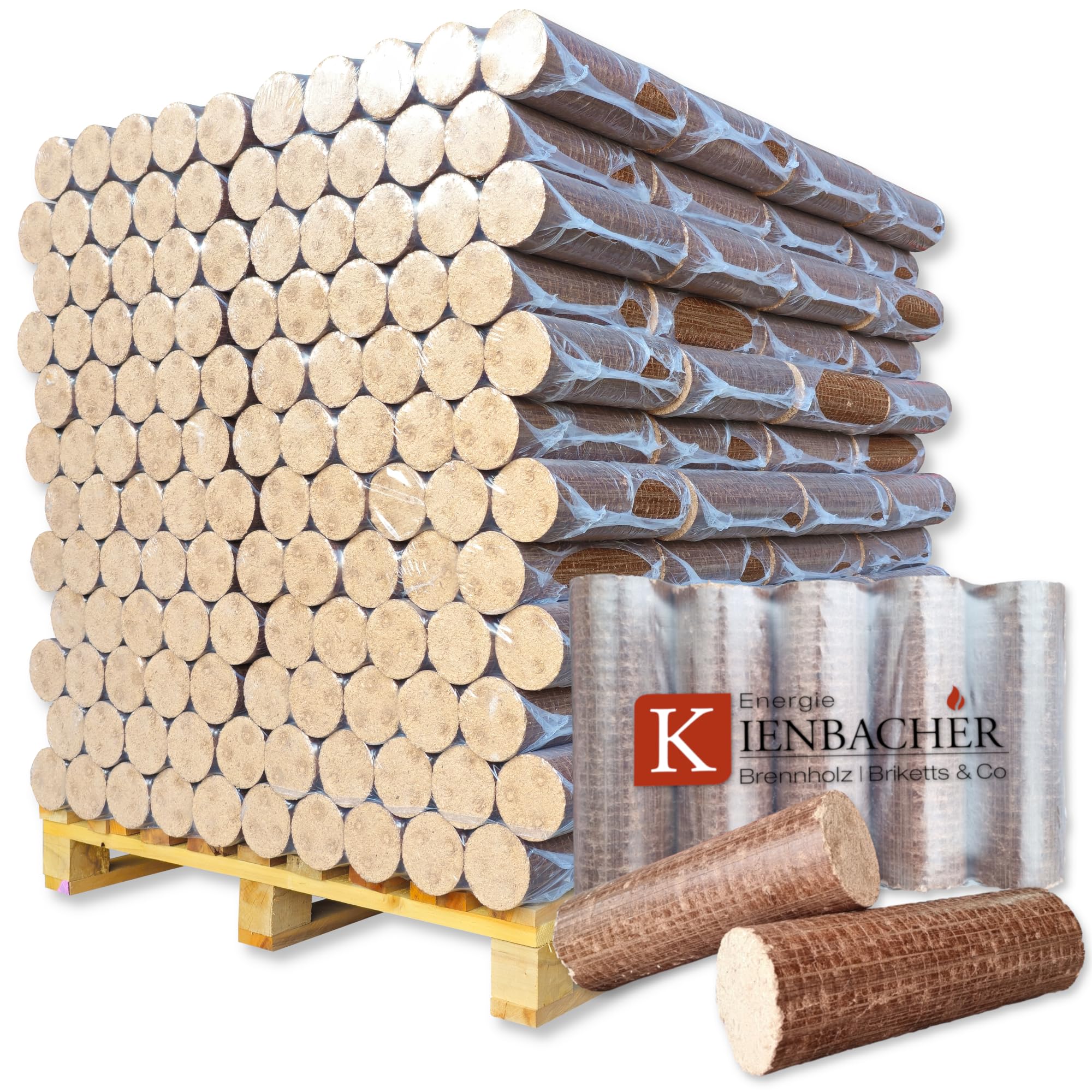 960kg Palette Holzbriketts Nestro Hartholz Briketts Rund Kamin Ofen Brikett Heizbriketts Buche und/oder Eiche Kohle ersetzt ca. 5Ster Brennholz (ENERGIE KIENBACHER BRENNHOLZ, BRIKETTS & CO.)
