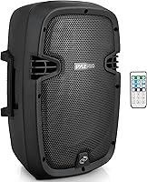 Vista 1 de Pyle (PPHP837UB) - Altavoz de sistema PA activo amplificado Bluetooth con micrófono, subwoofer de graves de 8 pulgadas, monitor de escenario