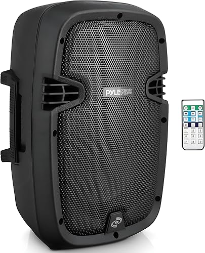 Pyle (PPHP837UB) - Altavoz de sistema PA activo amplificado Bluetooth con micrófono, subwoofer de graves de 8 pulgadas, monitor de escenario,