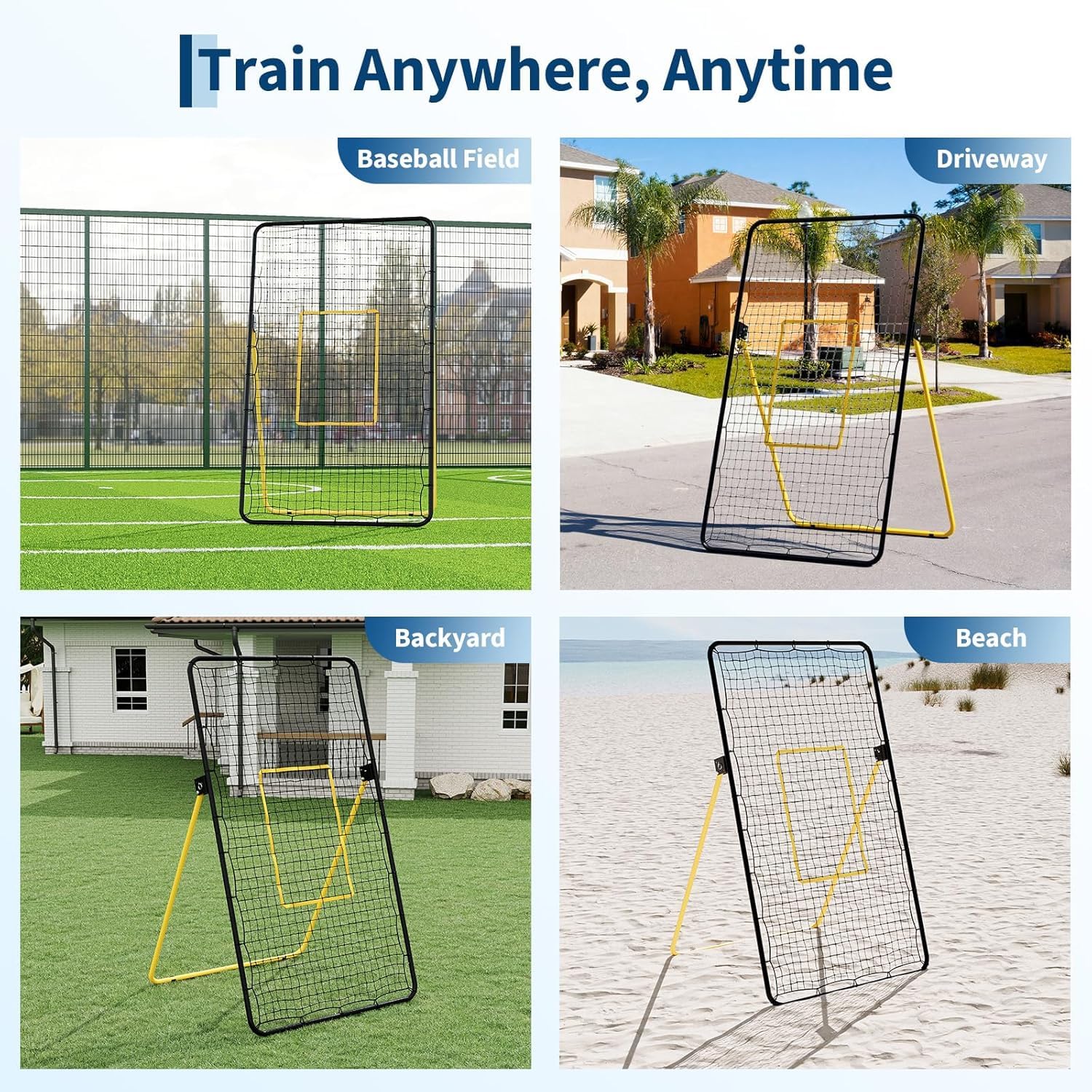 Verstellbares Volleyball Rebounder Netz 178 x 101 cm, Großes Trainings-Bounce-Back-Netz