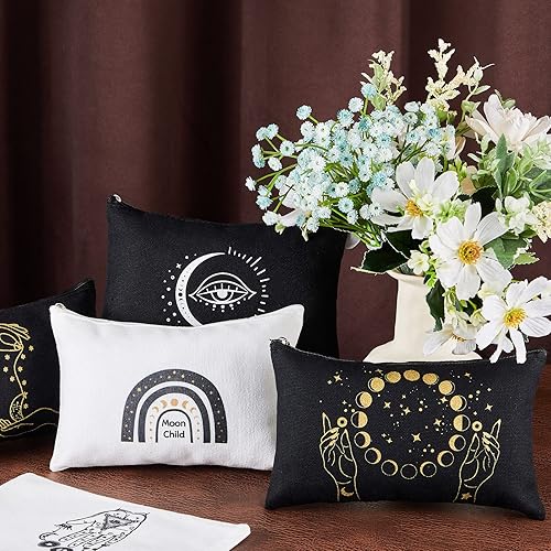 Miniatura 4 de 18 bolsas con cremallera de bruja luna, bolsa de tarot, bolsa de fase, bolsa de bruja, bolsa de lona estética gótica, bolsas de maquillaje, bolsas