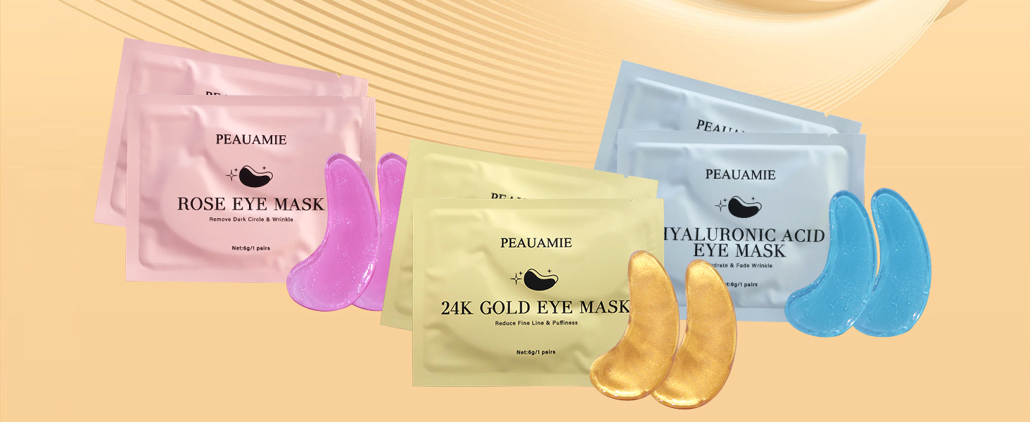 Under Eye Patches Gold and Hyaluronic Acid for puffy eyes,Rose Eye Masks for Dark Circles and Puffiness skin care Smooth Wrinkles products 30 Pairs