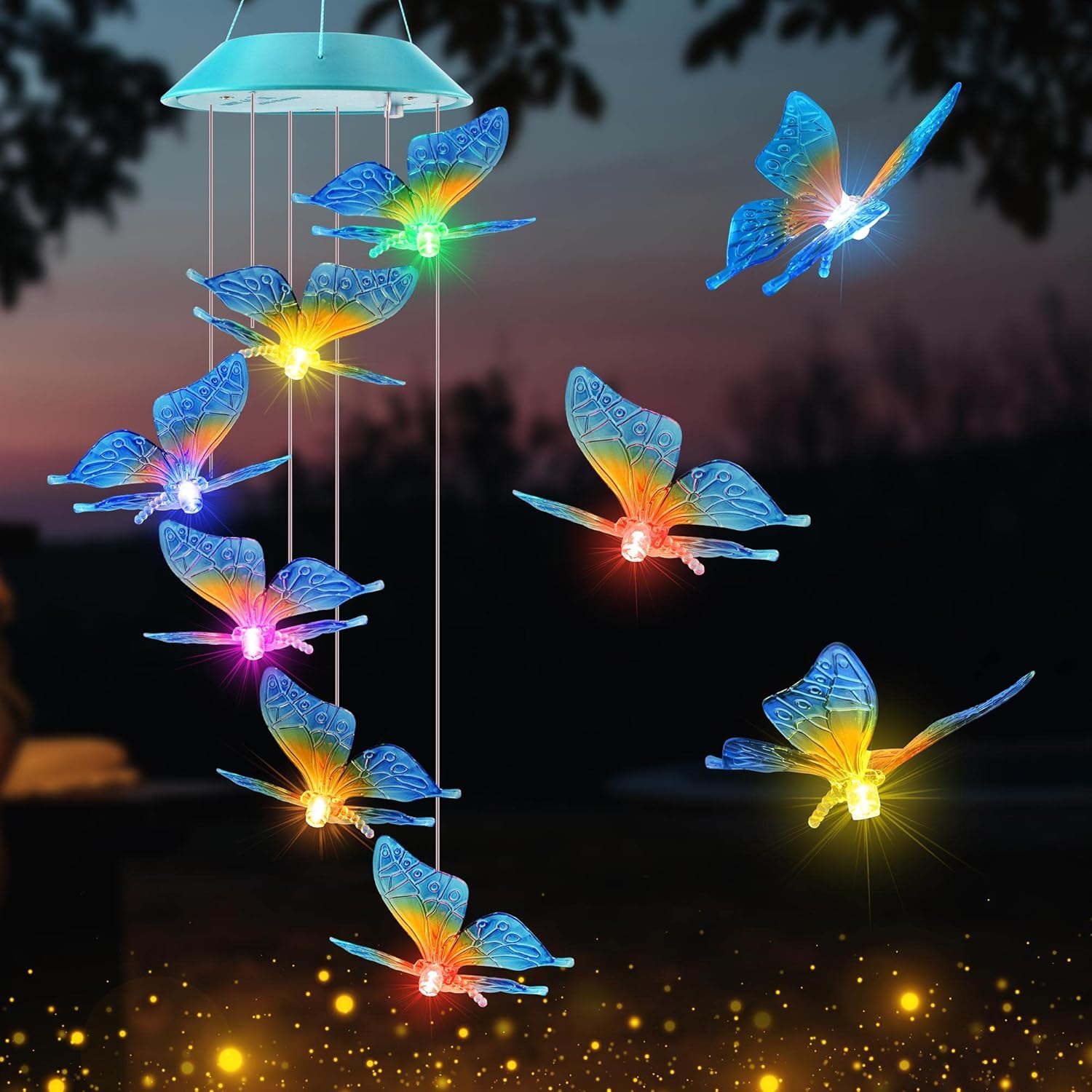 Solar Butterfly Gift for Mom Girls, Color Changing Christmas Wind Chimes for Outside, Solar Outdoor Decorative Mobile Lights for Garden, Yard, Patio, Window, Christmas Decorations, Gift for Women Solar Butterfly Gift for Mom Girls, Color Changing Christmas Wind Chimes for Outside, Solar Outdoor Decorative Mobile Lights for Garden, Yard, Patio, Window, Christmas Decorations, Gift for Women