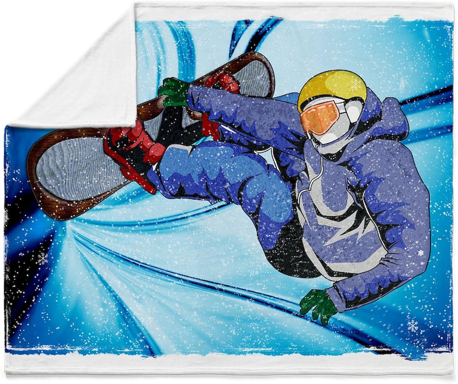 CafePress Snowboarder in Edgy Snow Storm Throw Blanket Super Soft Fleece Plush Throw Blanket, 60"x50"