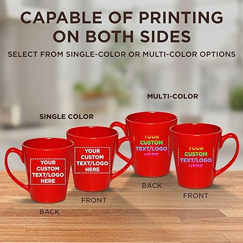 Miniatura 6 de DISCOUNT PROMOS Taza de café con leche de cerámica brillante personalizada de 12 onzas, juego de 1050100 unidades personalizadas, paquete a granel,