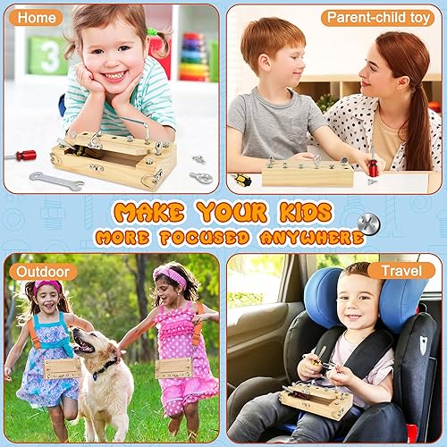 Miniatura 6 de Montessori - Juego de destornilladores - Juguetes sensoriales de aprendizaje preescolar para viajes de niños pequeños - Juguetes Montessori para