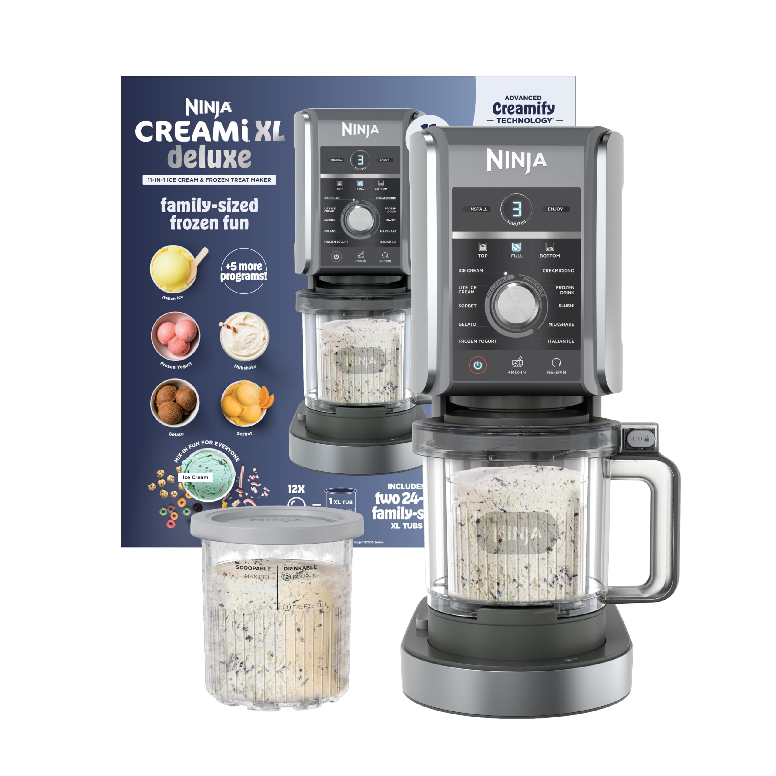 Ninja NC501ME アイスクリームメーカー Ninja NC501 CREAMi Deluxe 11-in-1 Ice Cream & Frozen Treat Maker