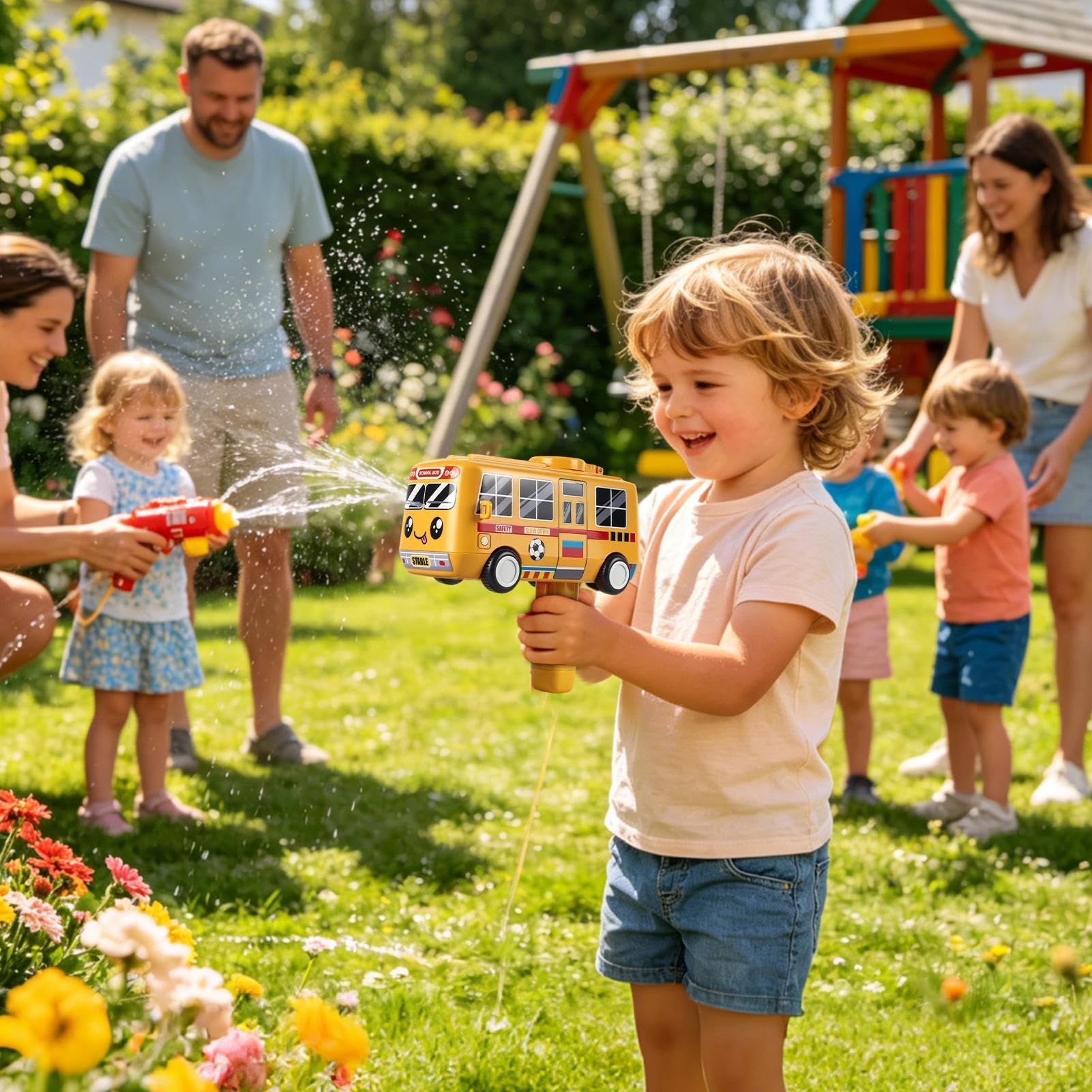 Pistole ad Acqua Giocattolo Esterno a Forma di Auto Elettrico Ricaricabile | Pistola Automatica per Piscina a Spruzzo per Bambini Adulti Giardino Spiaggia Giochi Festa