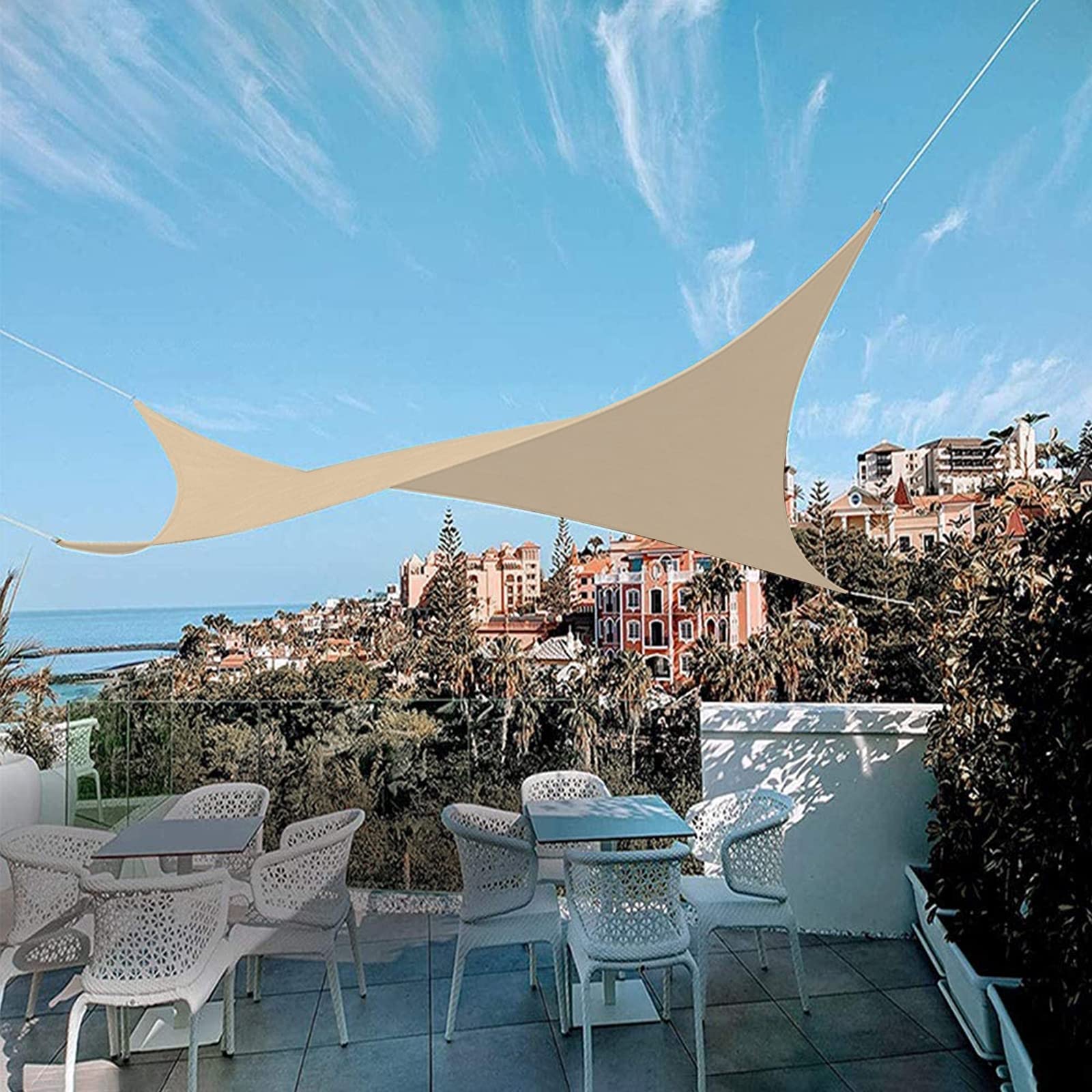 IBIZSAIL Markise Wasserdicht 95% UV Sonnenschutz - Gebogenes Rechteck - Geeignet für Garten、 Balkon、 Outdoor - Sand