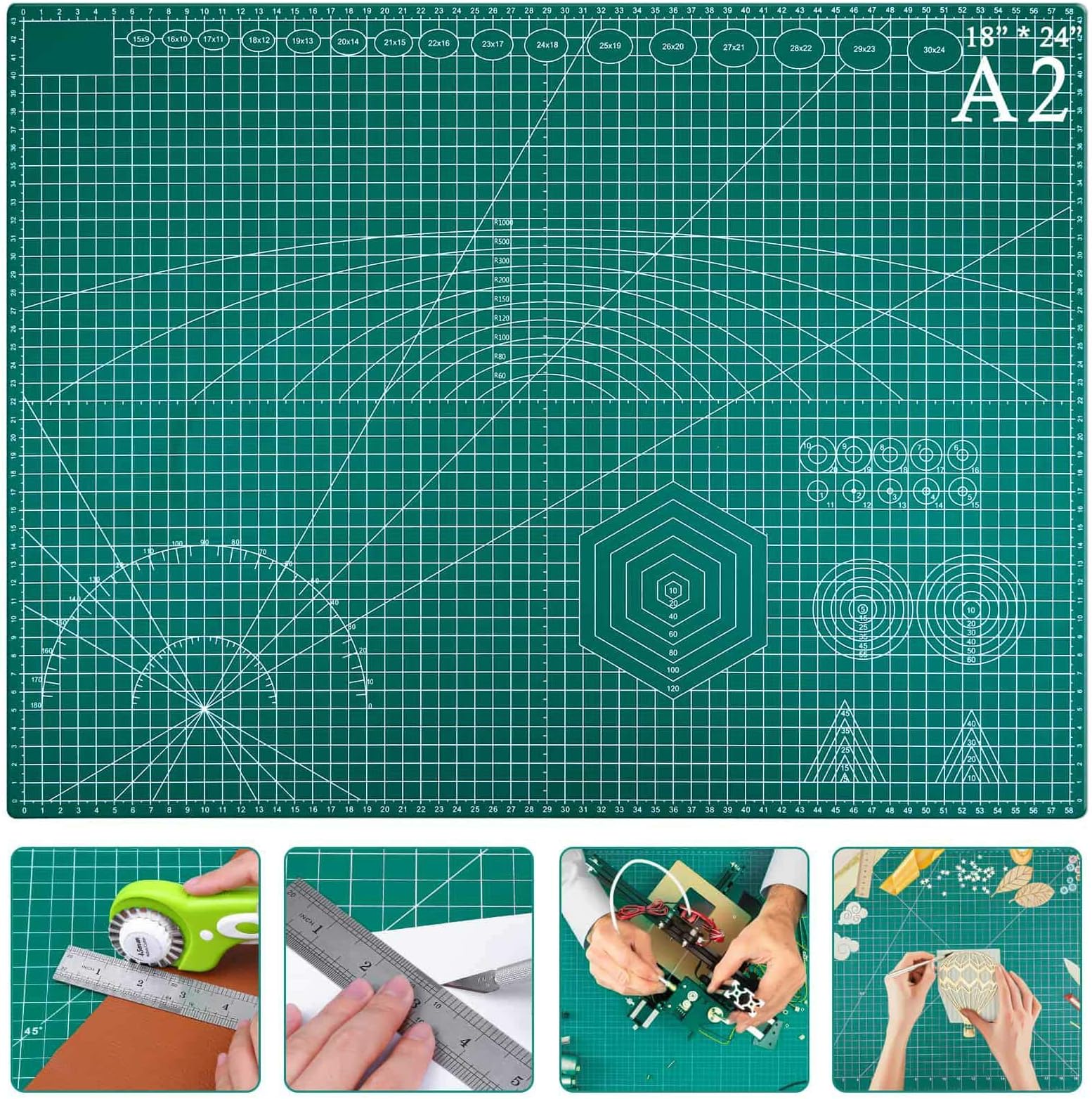 Polyvinyl Chloride 18" x 24" Large Self Healing Sewing Craft Mat - Double Sided Rotary Cutting Mat for Quilting, Scrapbooking, and Crafting, White