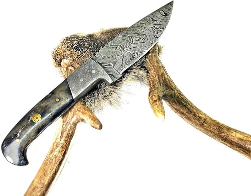 Miniatura 2 de Titan International Knives Damasco TD-191 Cuchillo de caza de acero con bolsa de cuero