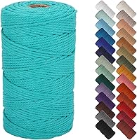Vista 158 de NOANTA - Cuerda de macramé color verde aguamarina, 1/8 pulgadas (3 mm) x 109 yardas (100 metros), cuerda de algodón colorido para colgar