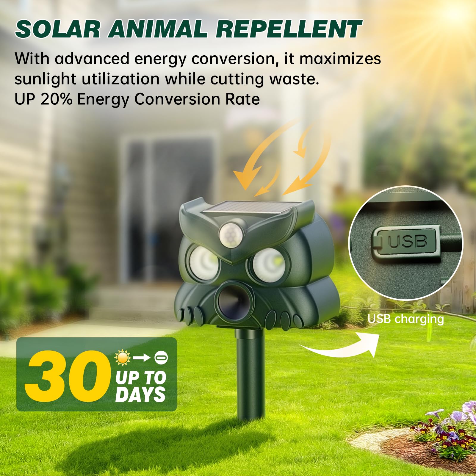 Katzenschreck 2026 Neueste, 3 Modi Ultraschall Katzenschreck, Solar Rattenabwehr, Abschreckung für Gärten UK, Outdoor Tierabschreckung Geräte mit Bewegungsmelder für Hund Kaninchen Stinktier Hof