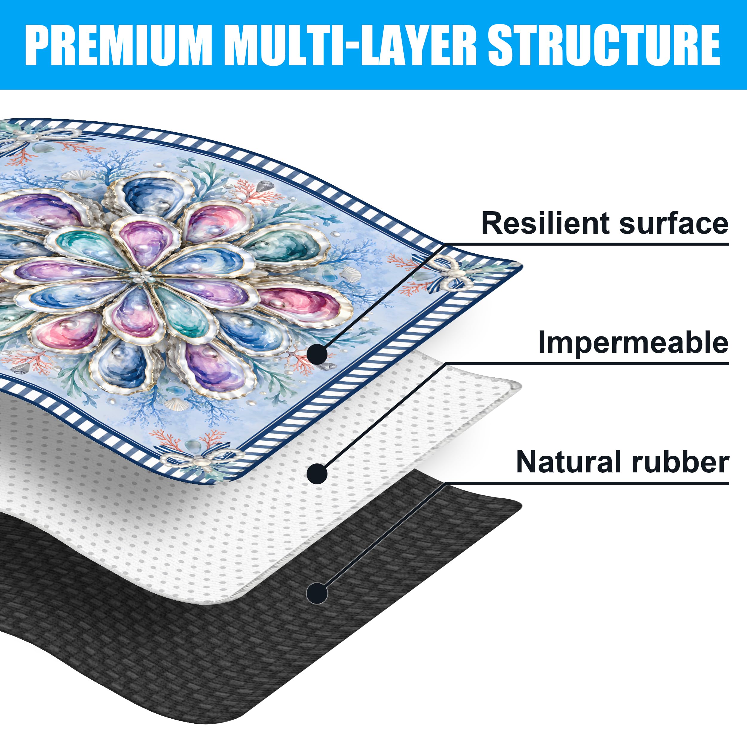 SODAVA Tapis de mahjong à rayures bleues et blanches - 31,5 x 31,5 cm - Antidérapant - Réduction du bruit - Pour mahjong, jeux de société, cadeaux pour joueurs de carrelage, clubs avec sac de