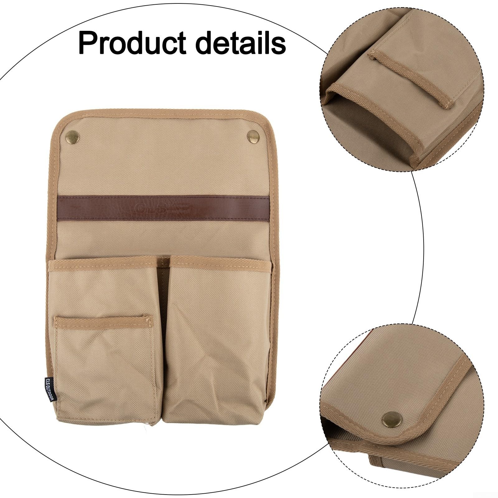 Bolsa de almacenamiento portátil plegable para silla, organizador lateral de lona con múltiples bolsillos para sillas de camping, sillas de ruedas, sillas de playa, actividades al aire libre