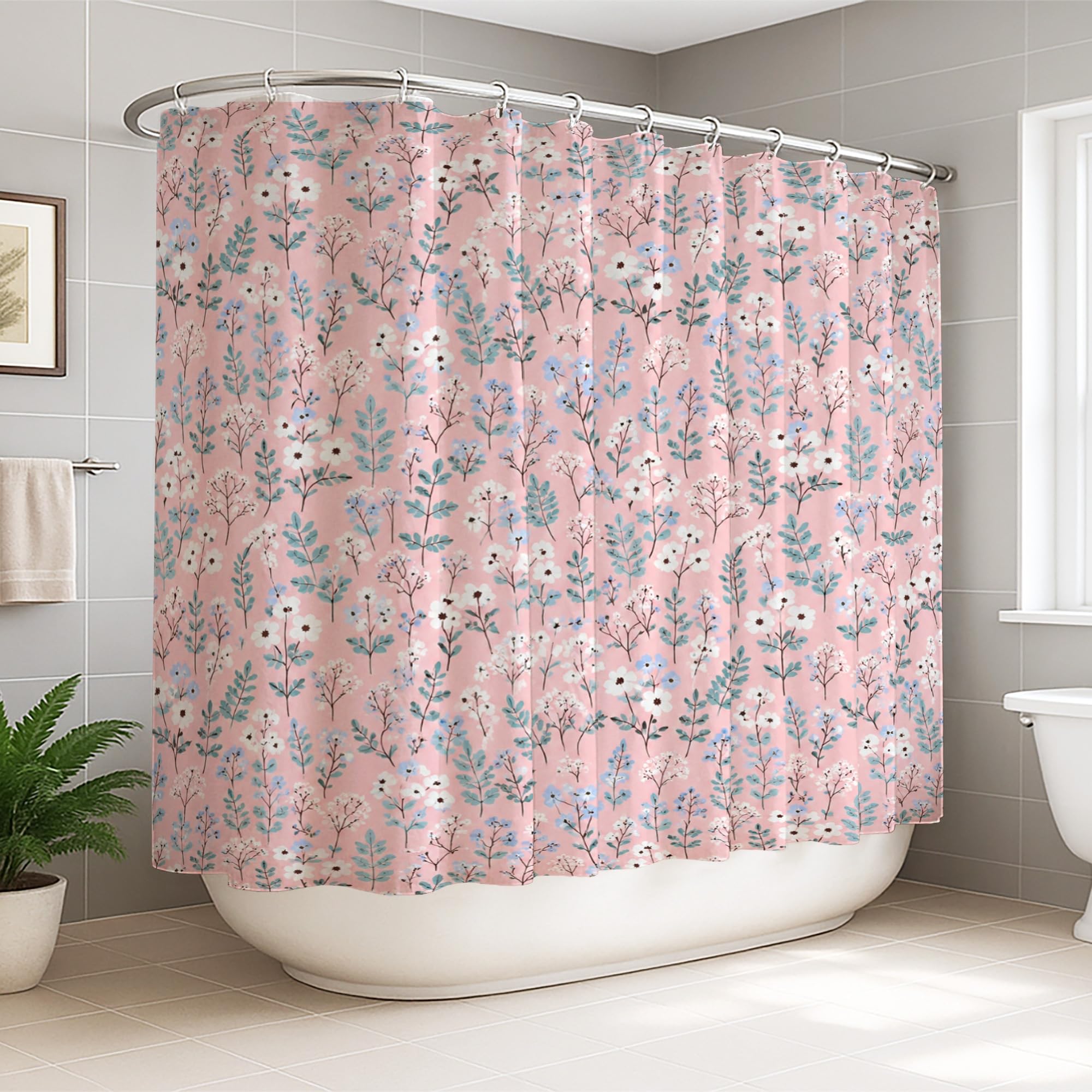 Rideau de douche extra large pour éviter les éclaboussures avec motif floral bourgeons de printemps