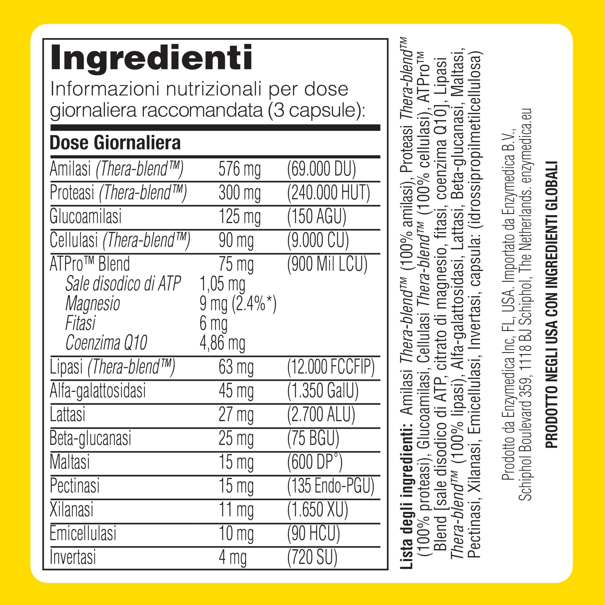 Enzymedica, Digest Gold, Integratore Alimentari con Enzimi Digestivi ad Azione Rapida, Gluten Free, Senza Lattosio, 180 Capsulas