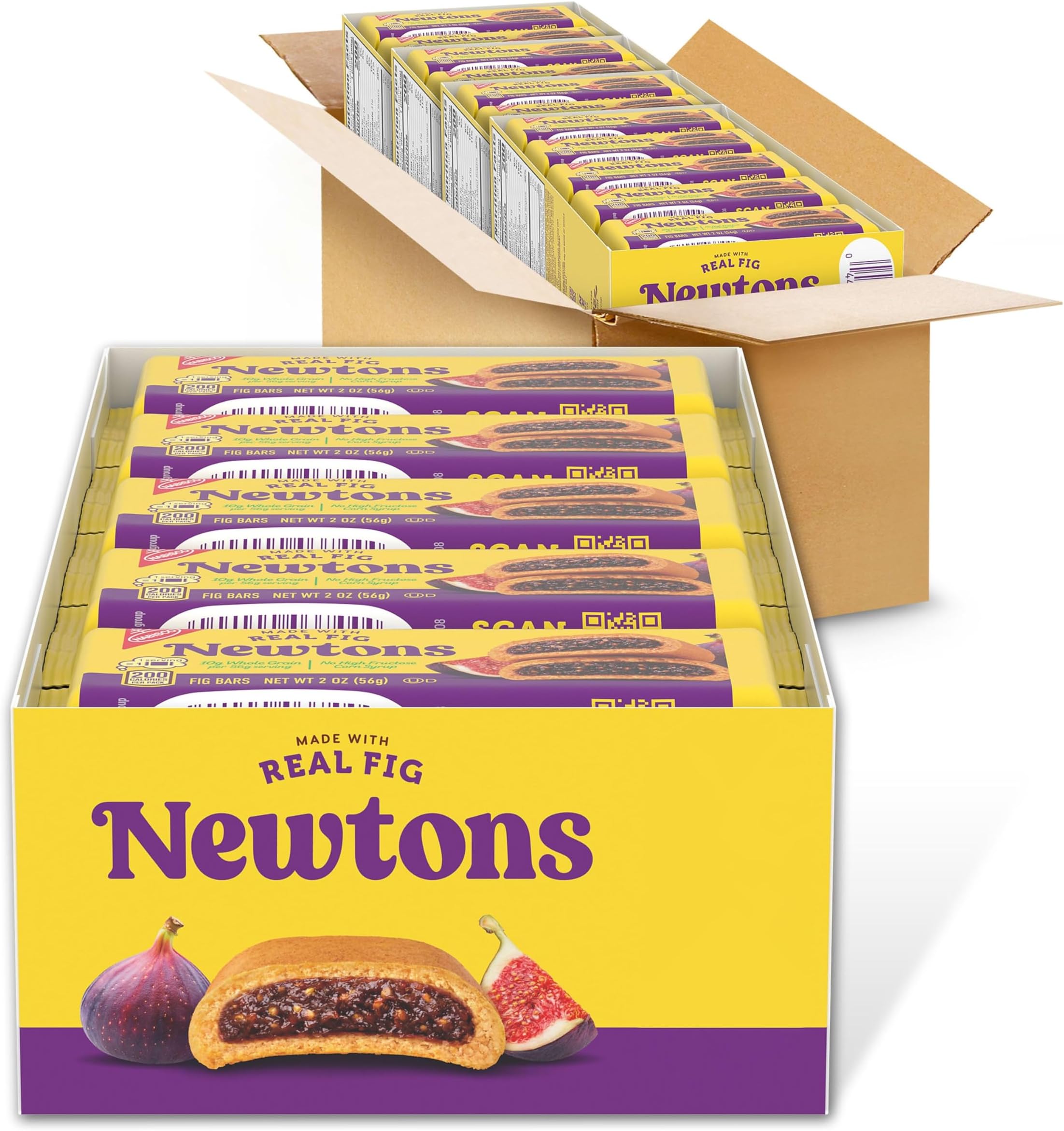 Newtons Fig Bars, Soft Fruit Chewy Cookies, 40 Snack Packs (2 Per Pack, 4 Boxes)