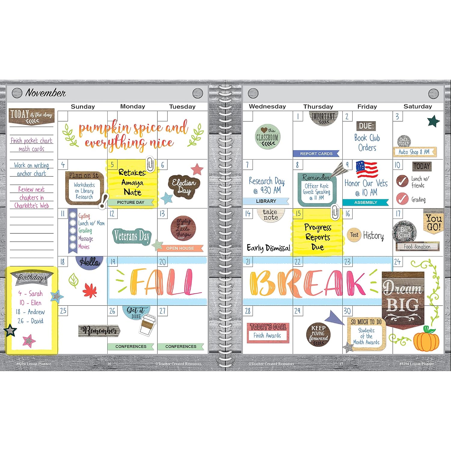 Teacher Created Resources Home Sweet Classroom Lesson Planner 8.5 inches X 11 inches