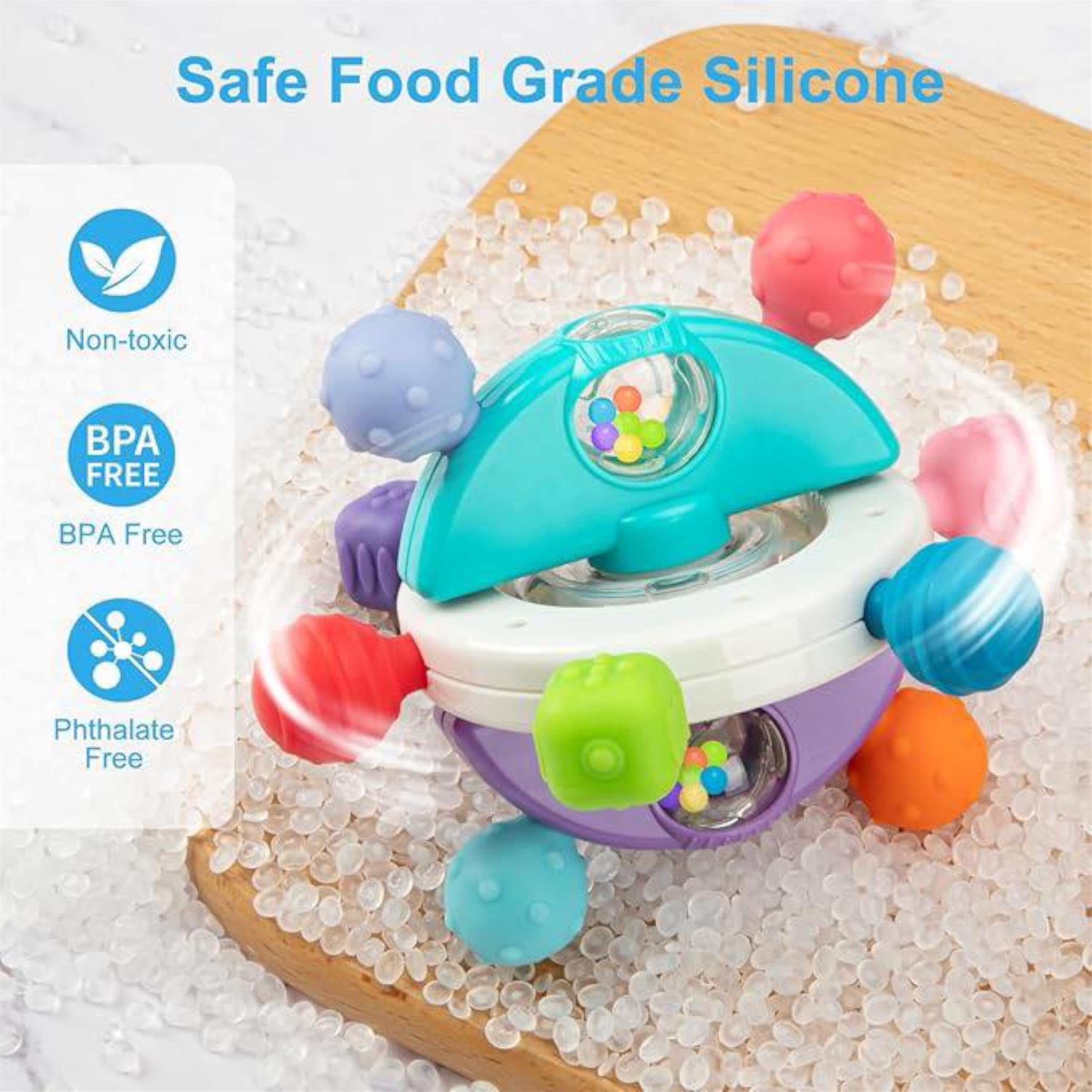 Baby Teething Toys for Infant New Born 0,1,2,3,4,5,6 Month to 24 Months Old Unisex Baby teether Toy Shower Gift for Girls and boy for chew Relief (Purple-Blue) - Image 2