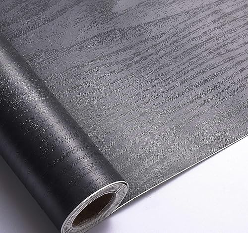 Miniatura 132 de Arthome - Papel tapiz para despegar y pegar, contacto de madera negra, papel tapiz negro, papel tapiz autoadhesivo y extraíble para encimera, Negro