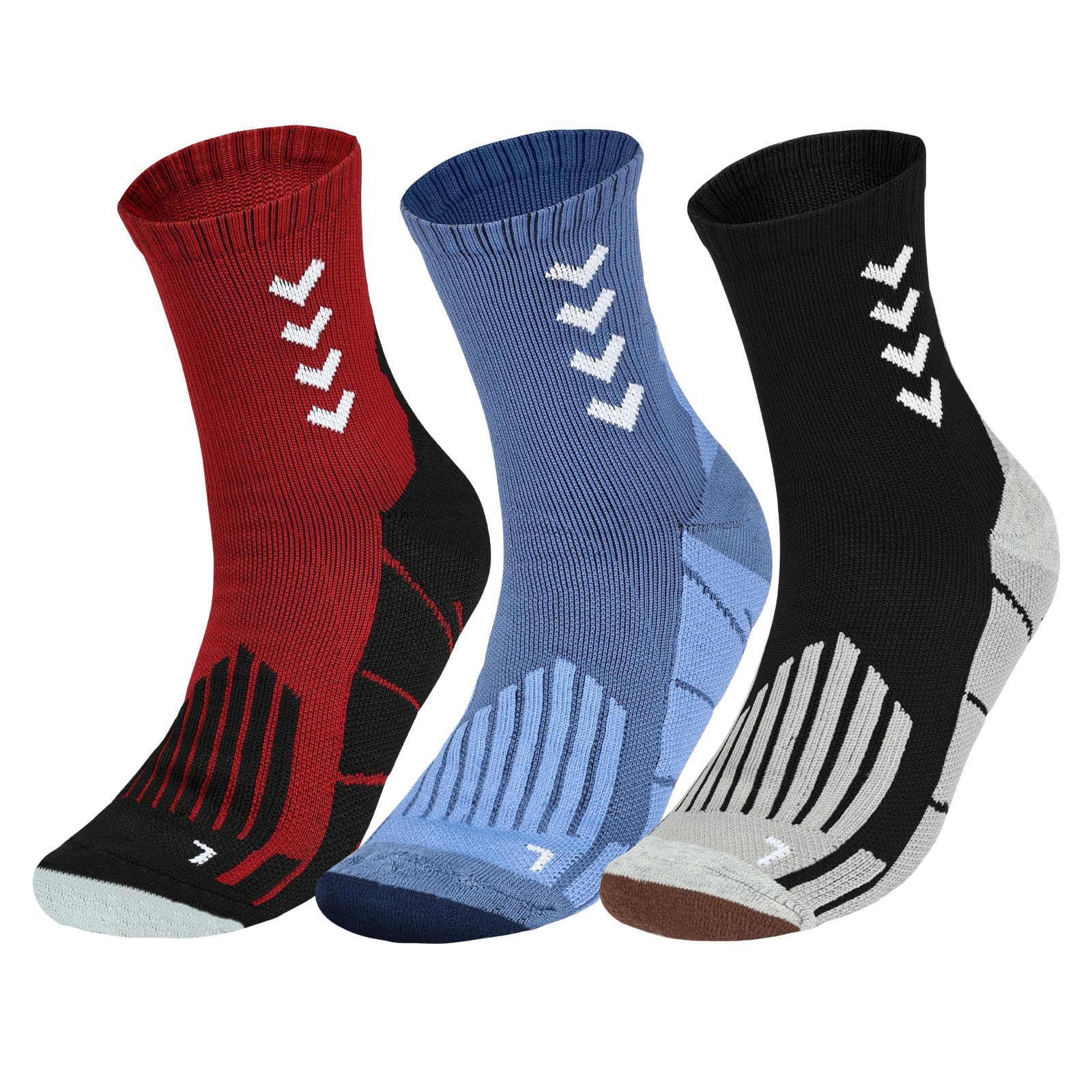 OFFCUP Calcetines de Running, 3 Pares Calcetines Compresion Hombre y Mujeres, Antideslizantes Calcetine Antiampollas para Entrenamiento Senderismo Aire Libr, Evacuación de la Humedad, Tamaño 39-47