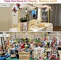 Vista 8 de Soporte de Barra Sobre la Mesa con Abrazaderas Ajustable 47"-98" de Longitud 30"-43" de Altura Soporte de Arco de Mesa Dorado Colgante