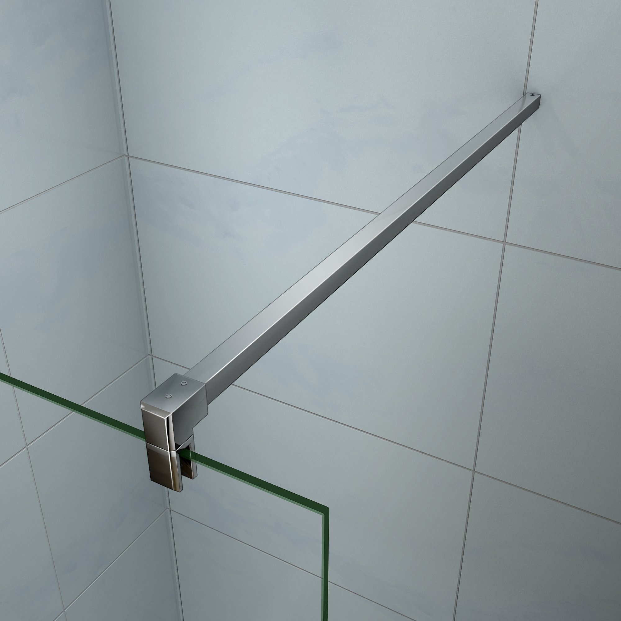 Mamparas de ducha Frontales Puerta fijo Cristal 6mm Antical Barra 90cm 65x185cm