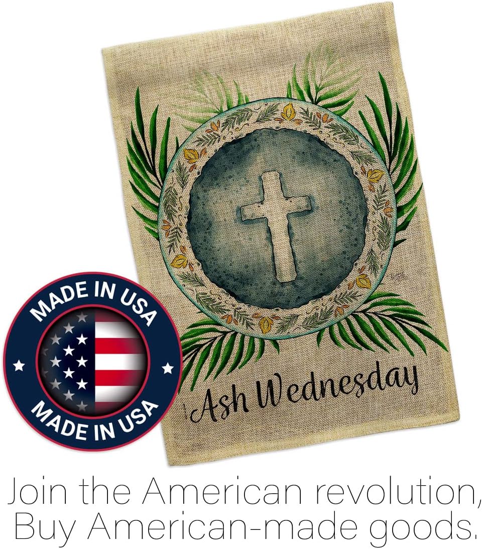 Breeze Decor Holy Ash Wednesday Burlap Garden Flag Religious Faith Hope Grace Peace Dove Christian Religion Easter House Decoration Banner Small Yard Gift Double-Sided, Made in USA
