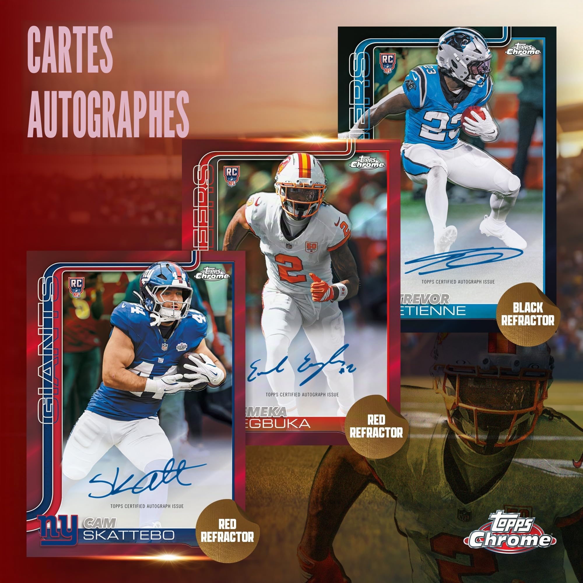 Ballon de football Topps chromé 2025 – scellé en usine – Mega Box