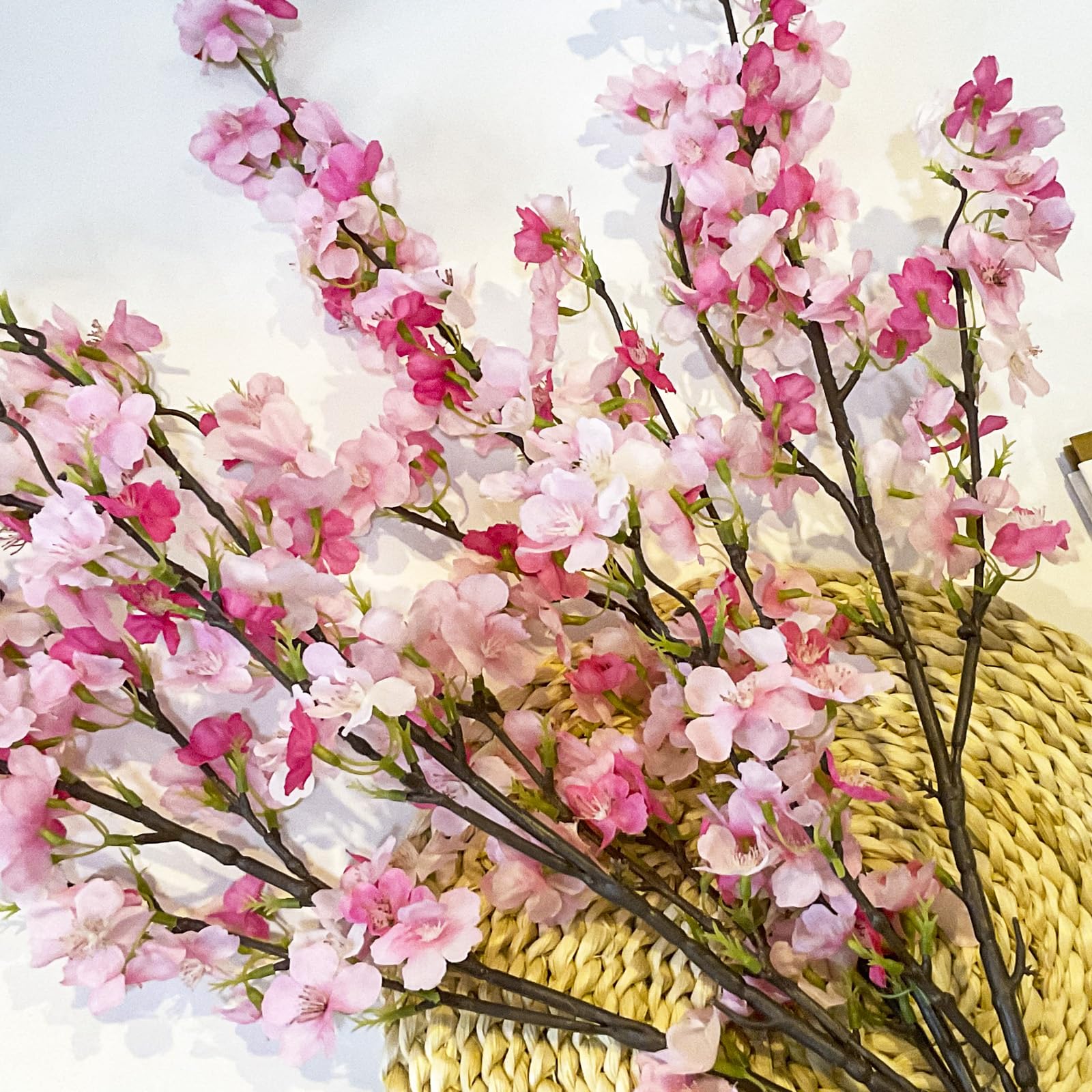 4 Rami Fiori Artificiali Di Ciliegio – 105 Cm, Con Fiori Di Pesca, Arbusto Primaverile In Seta, Per Vaso E Decorazioni Pasquali
