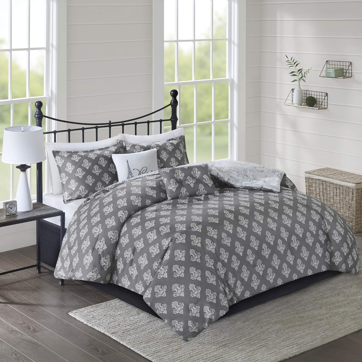 One-Day Sale: Up to 80% Off 510 DESIGN Marseille 5-Piece Reversible Paris Printed Comforter Set Gray/Charcoal Full/Queen Flash Deals - 60% OFF 510 DESIGN Marseille 5-Piece Reversible Paris Printed Comforter Set Gray/Charcoal Full/Queen