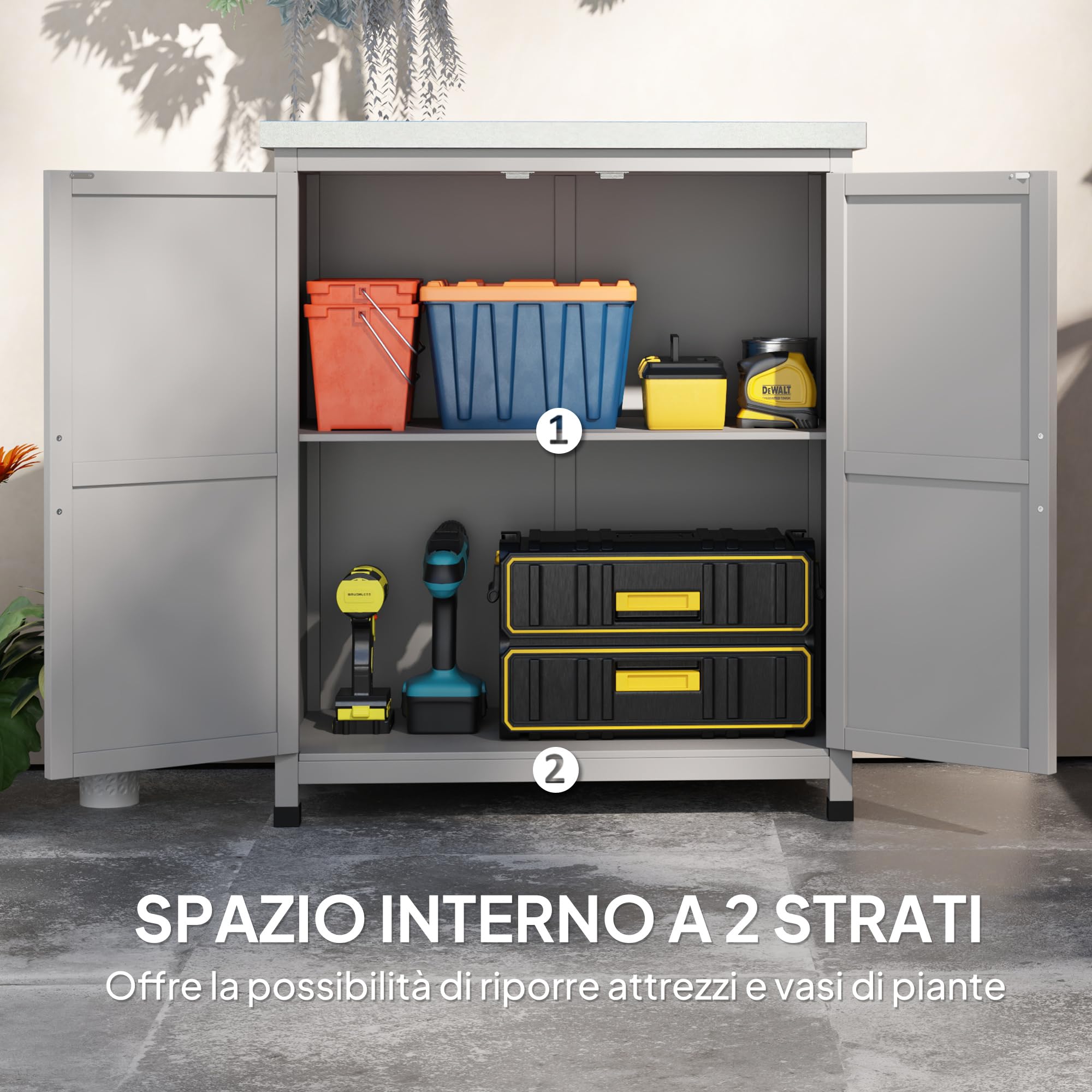 Outsunny Armadio da Esterno Acciaio Zincato 79x43x92 cm Grigio