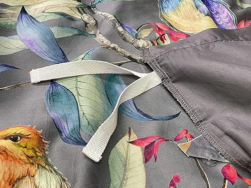 Miniatura 8 de Eikei Inicio Chinoiserie - Juego de ropa de cama de algodón de fibra larga estilizada vintage con diseño floral de pavo real y jardín paraíso